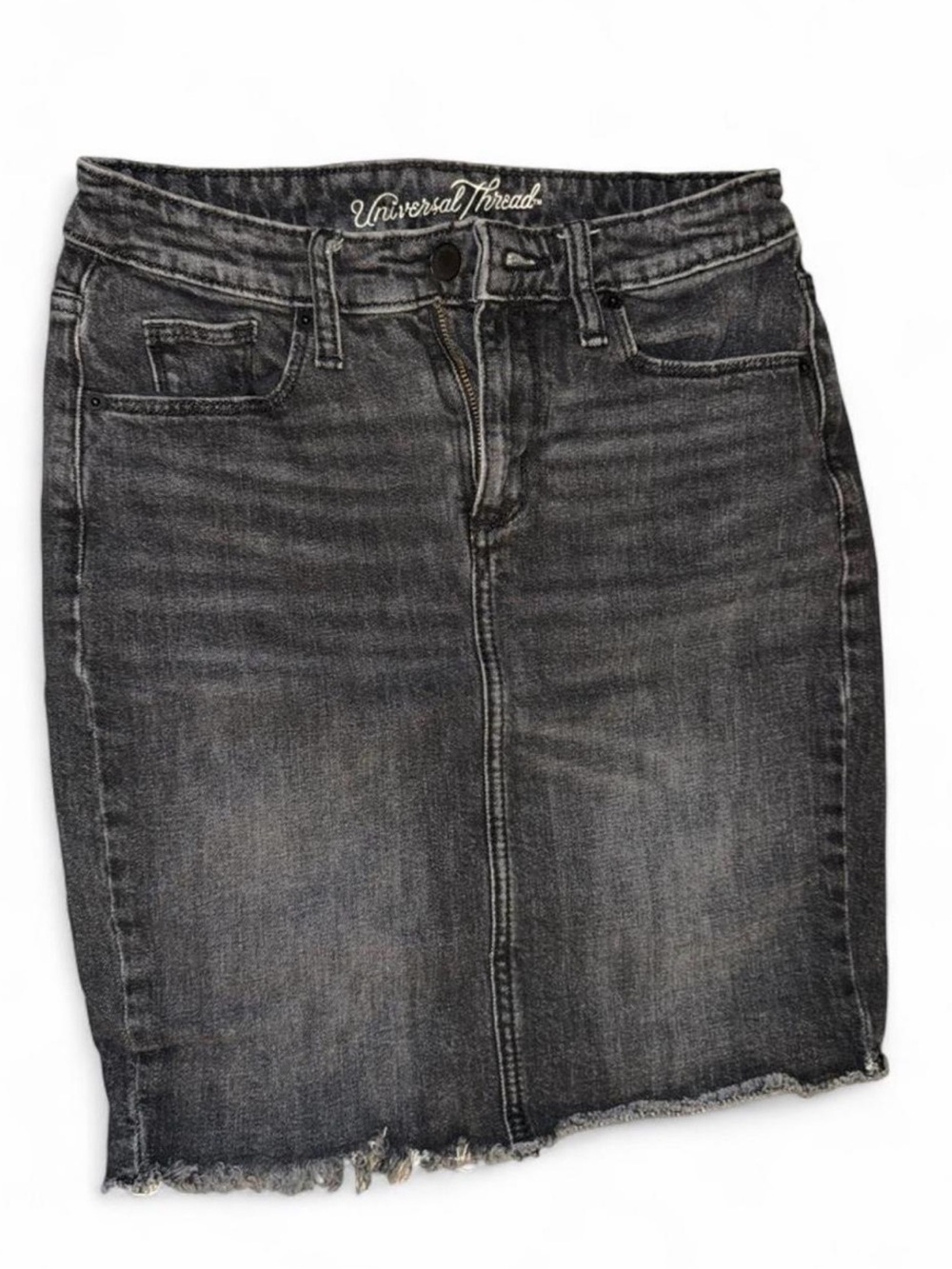 Universal Thread Black Washed Denim Pencil Skirt